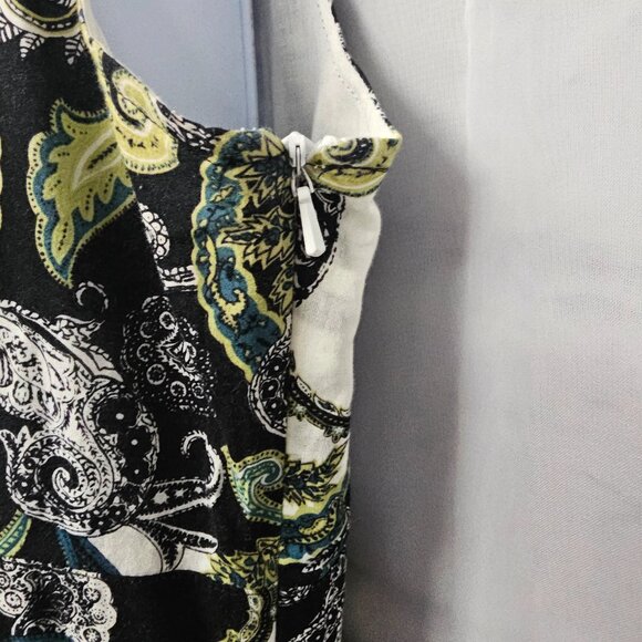 Saks Fifth Avenue Black Green Tank Y2K Pleated Paisley Boho Retro 8 - Picture 4 of 10